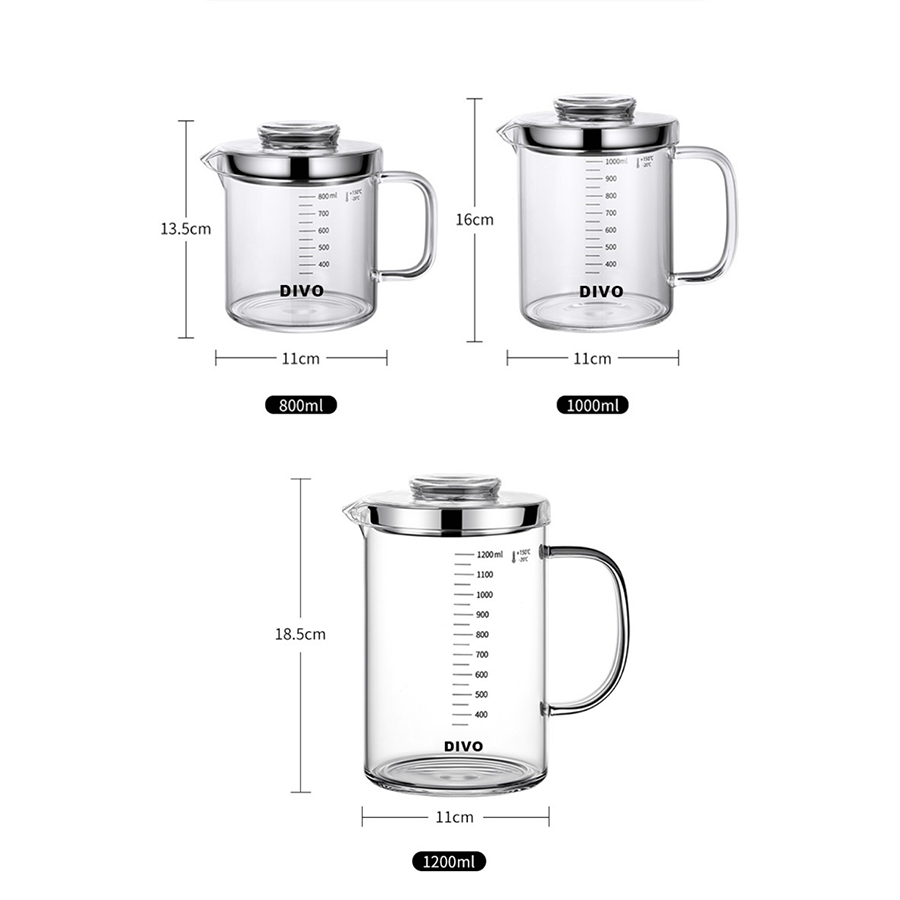 Ca đựng và lọc dầu mỡ bằng thủy tinh cao cấp divo dv2151