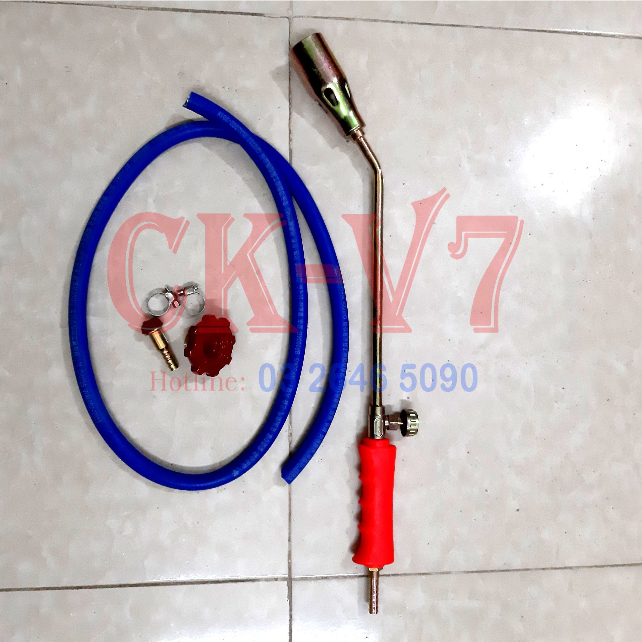 Đèn khò gas, khò gas công nghiệp cán dài phi 35mm full phụ kiện