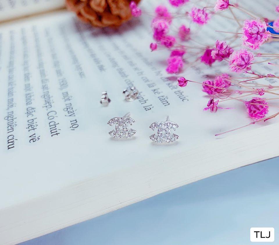 Bông tai bạc nữ đính đá MS40