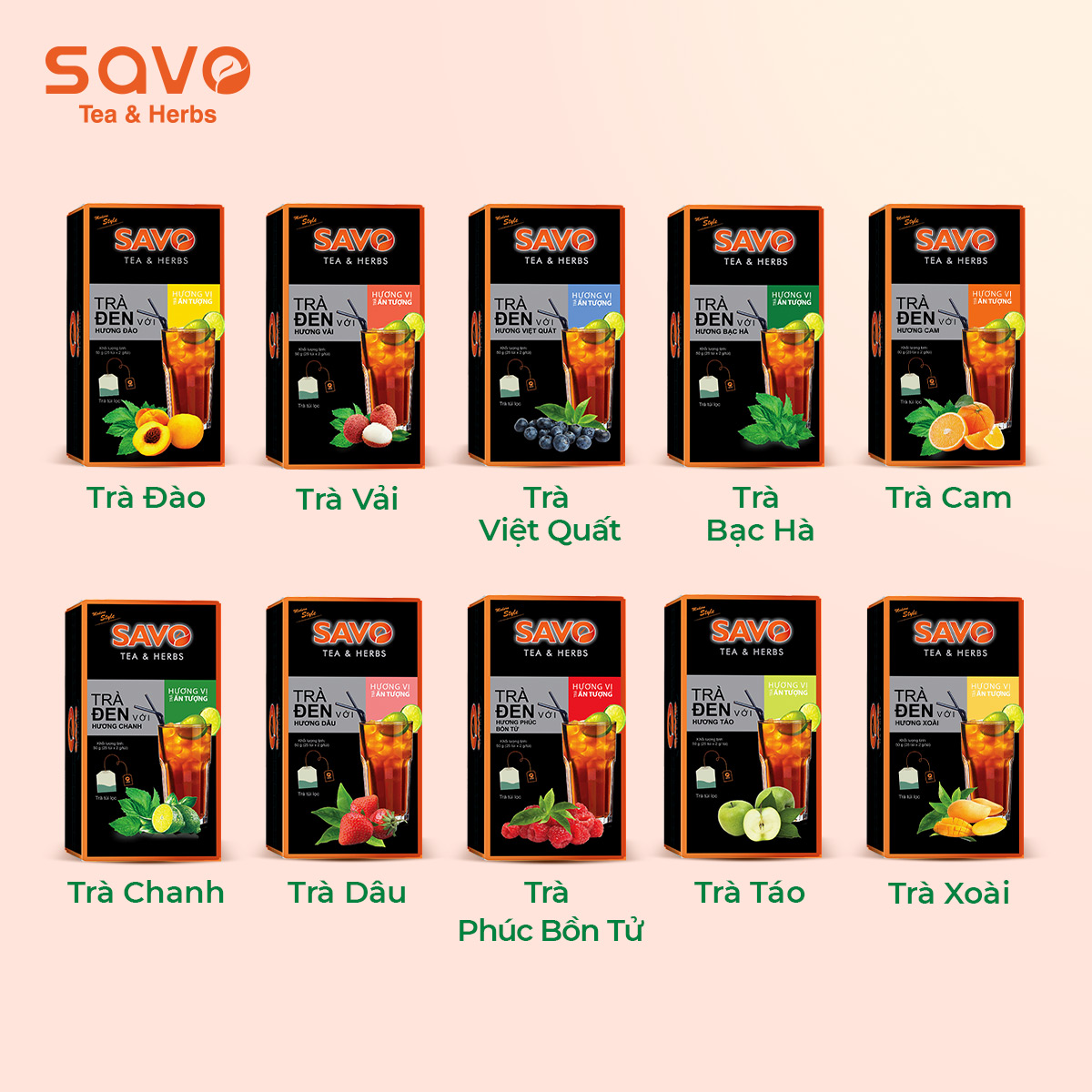 [HCM]Trà SAVO Đào (Peach Tea) - Hộp 25 Gói x 2g