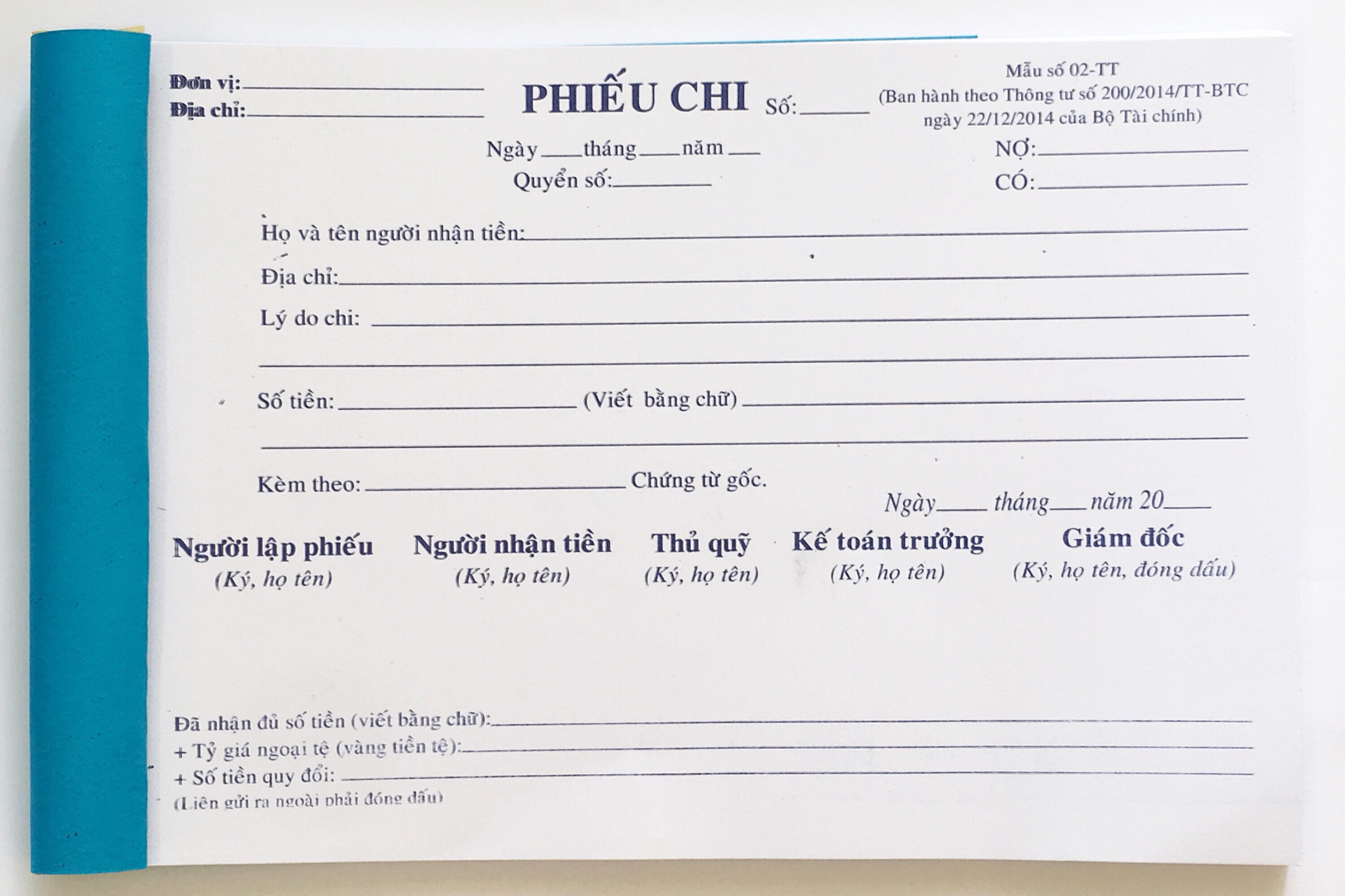 Phiếu Thu Chi Ford (Combo 10 cuốn)