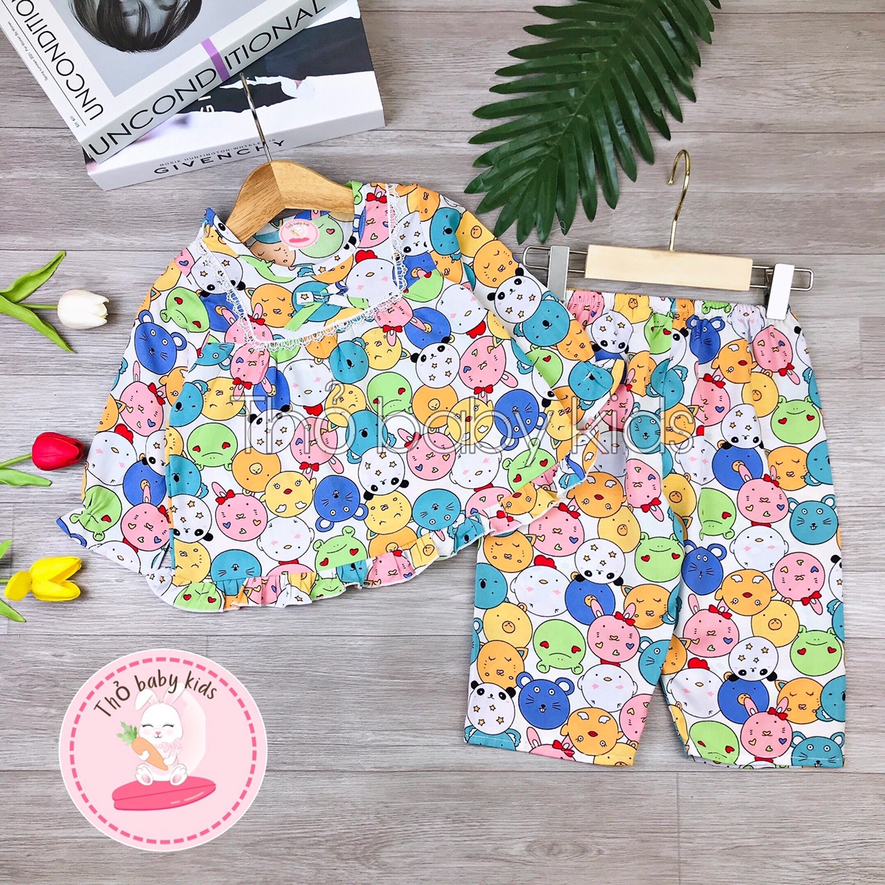 Bộ tole dài tay quần dài tiểu thư bèo cổ thỏ baby kids