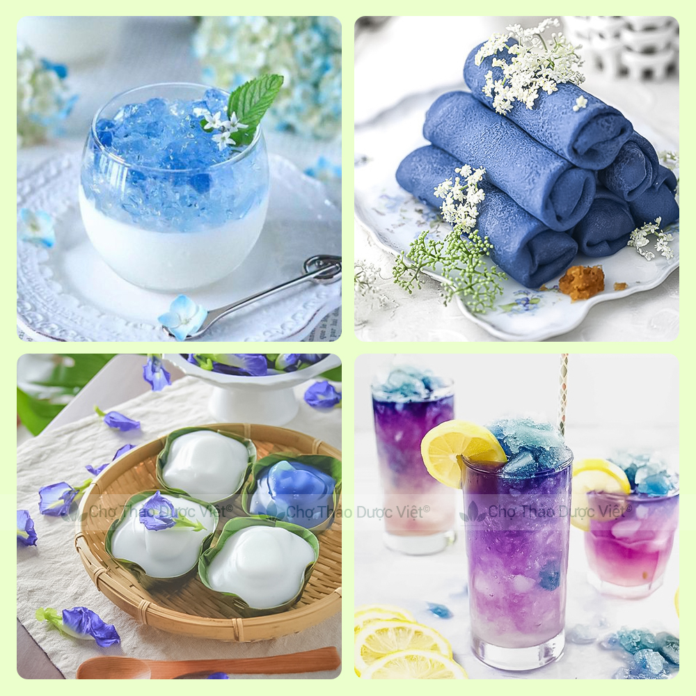 Trà hoa đậu biếc 100g, sấy lạnh, nguyên liệu pha trà, làm bánh, tạo màu thực phẩm tự nhiên