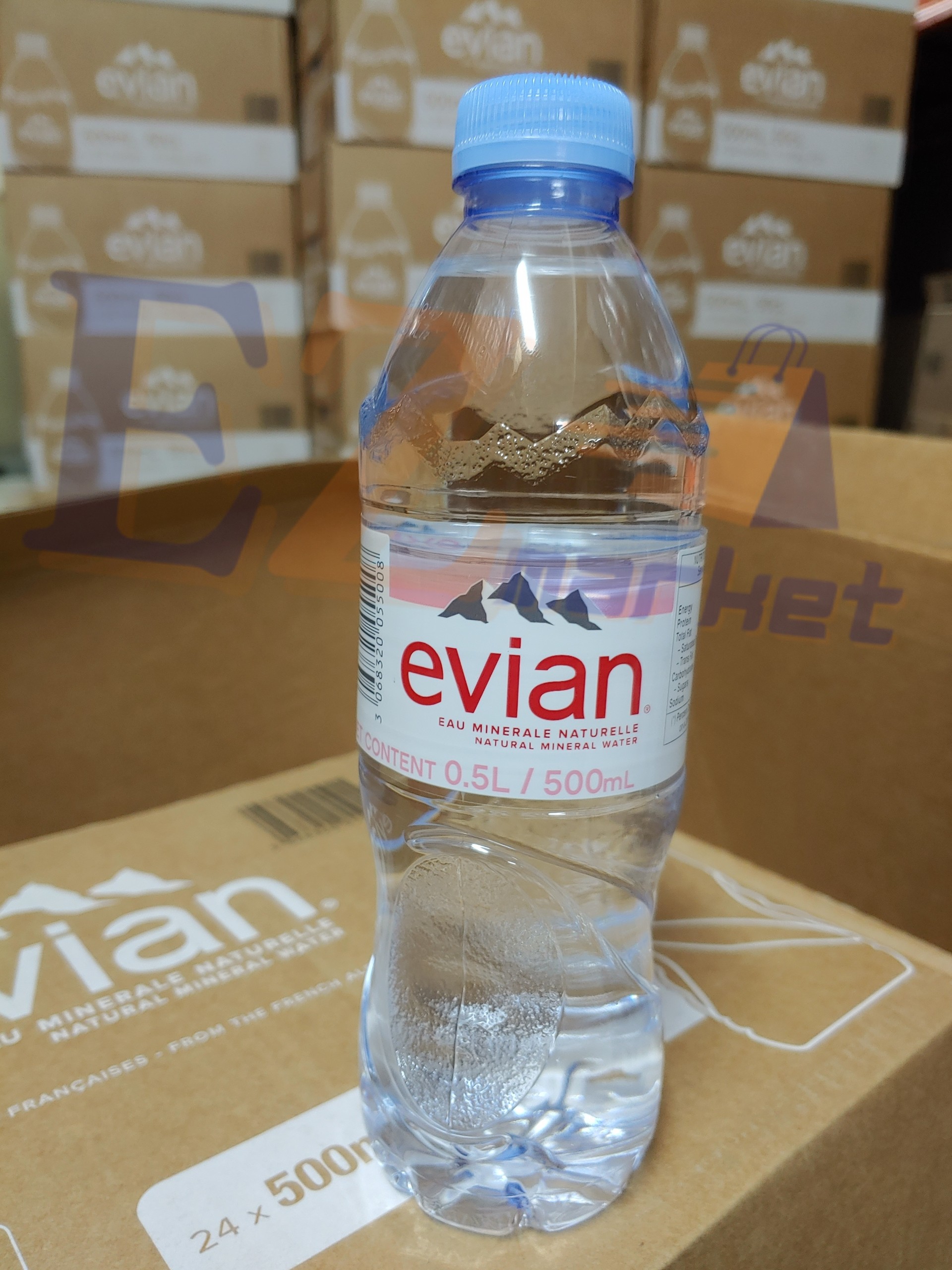 (Thùng 24 chai) Nước khoáng thiên nhiên Evian 500ml - Xuất xứ: Pháp