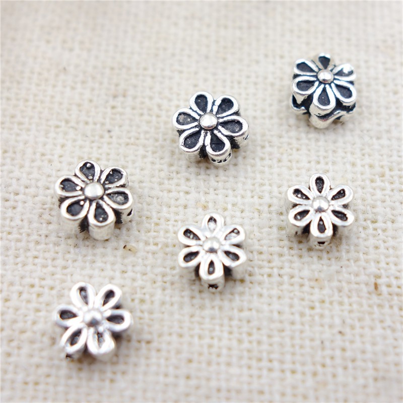 Charm bạc thái nối hoa 6 cánh - charm bạc 925 - mã ca220