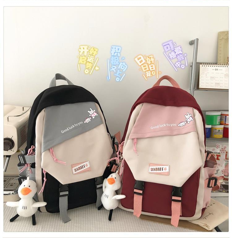 Balo Guofei vải chống thấm phối màu tặng móc khóa vịt bông siêu xinh
