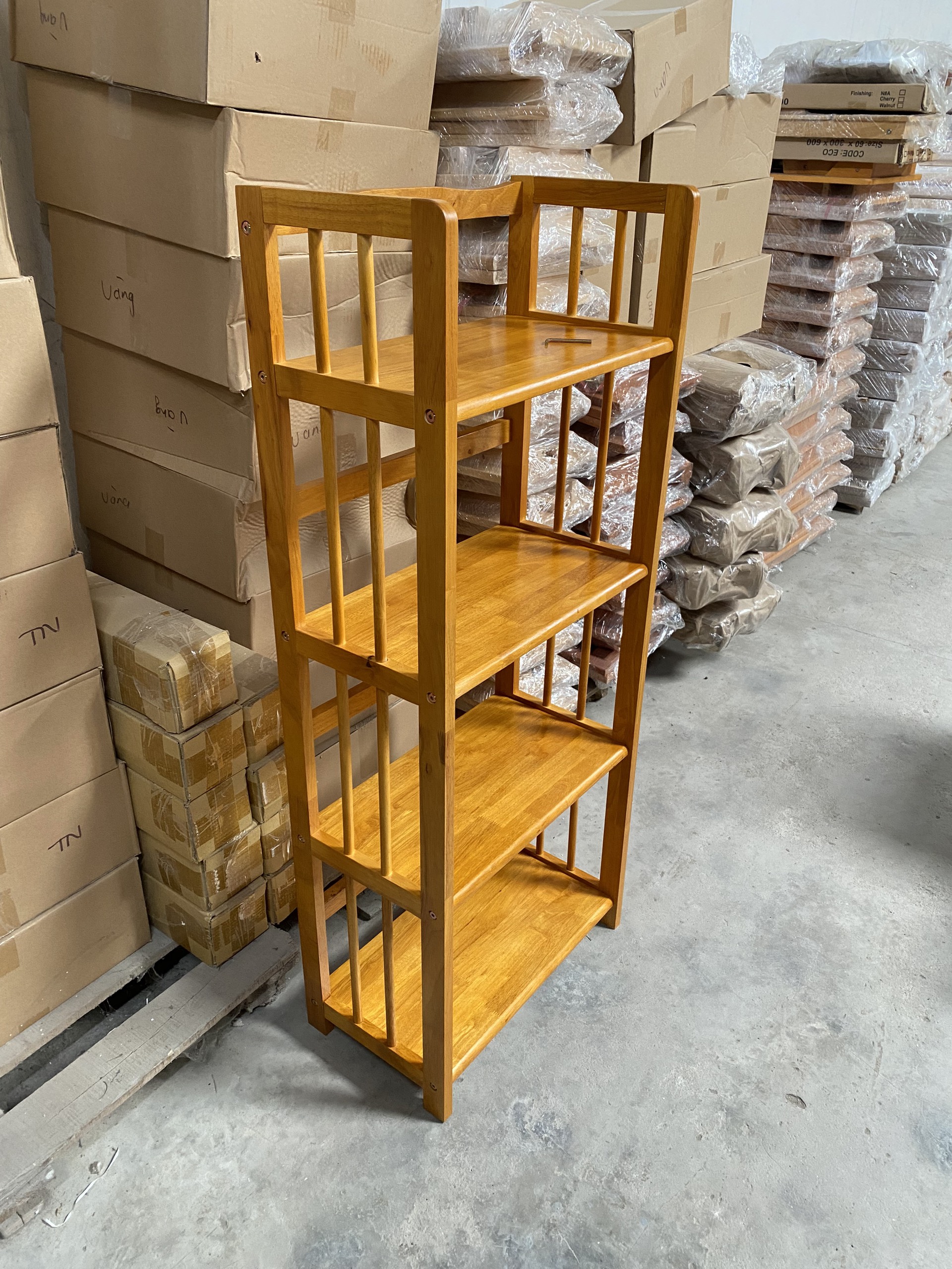 [HCM]Kệ sách 4 tầng 50cm gỗ cao su hàng lắp ráp