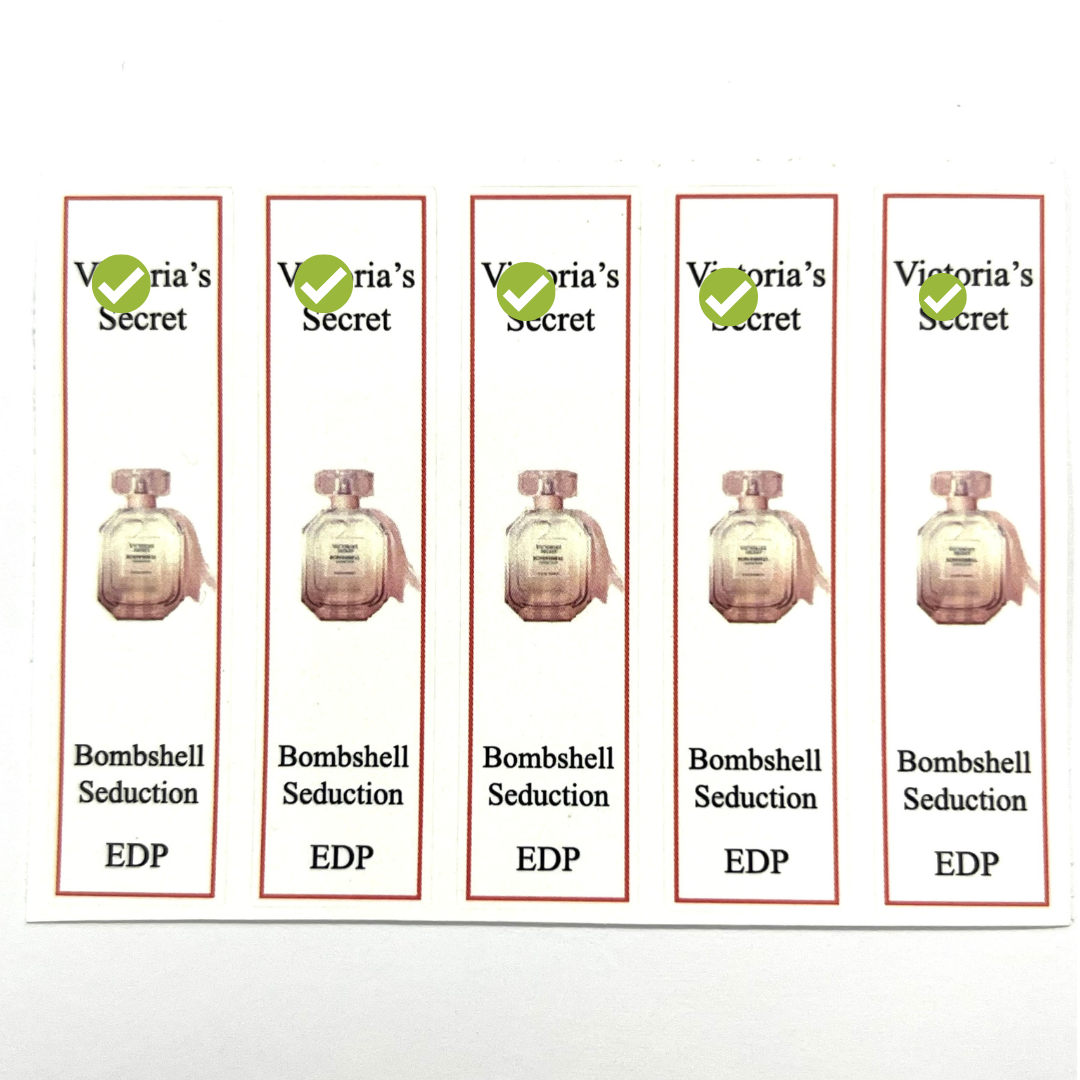 Combo 10 PCs of perfume bottle sticker for extract bottle with all series