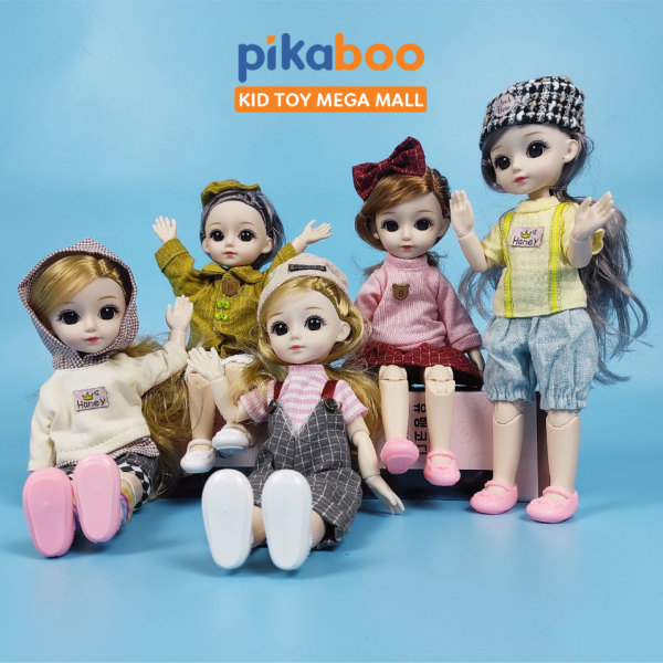 Đồ chơi búp bê bé gái cao cấp Pikaboo siêu xinh có khớp tay chân linh hoạt chơi được nhiều kiểu dáng chất liệu an toàn