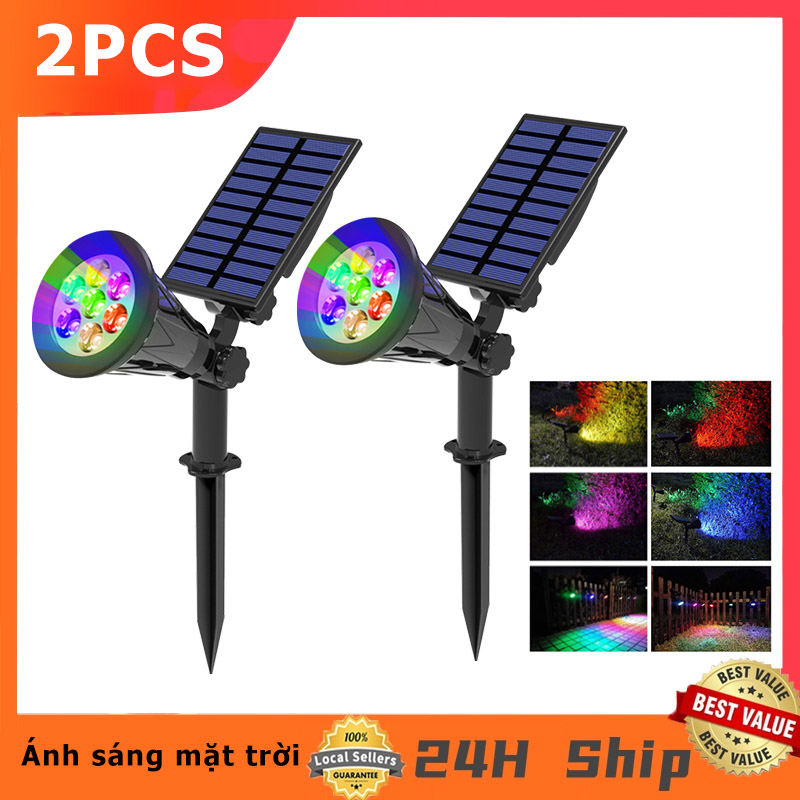 Đèn năng lượng mặt trời 7 bóng led chiếu sáng ngoài trời đèn sân vườn đèn cảnh quan có chống nước phù hợp sân nhà sân thượng sân vườn