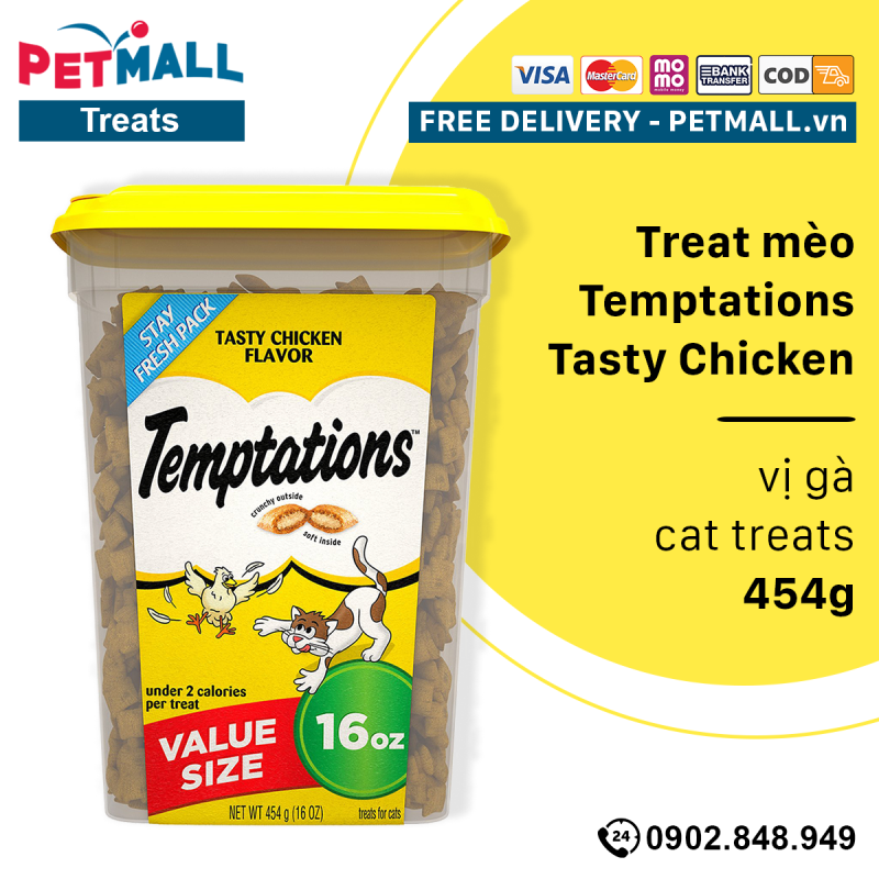 Treat mèo Temptations Tasty Chicken 454g - Vị gà cat treats