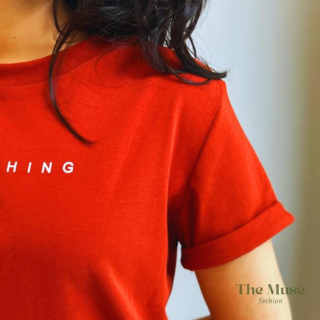 Áo phông basic dáng baby tee, chất cotton dày