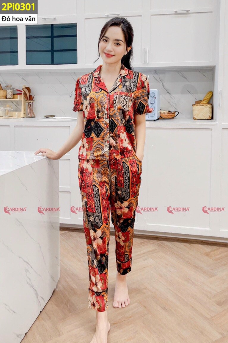 mã 2Pi03 - Pijama lụa tay phồng Cardina