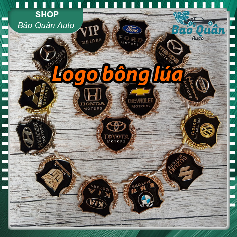 Bộ 2 chiếc huy hiệu Logo bông lúa trang trí ô tô (Đầy đủ thương hiệu xe)