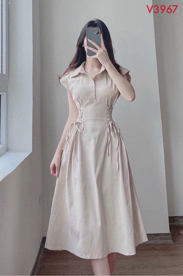 ĐẦM SƠ MI PHỐI DÂY NƠ 2 BÊN EO CỰC XINH