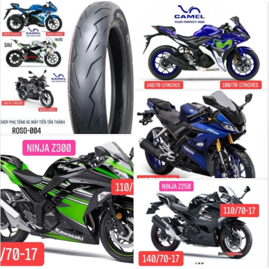 VỎ LỐP YAMAHA R15V3 R3-KAWASAKI NINJA Z300 & Z250 110 70-17 & 140 70-17