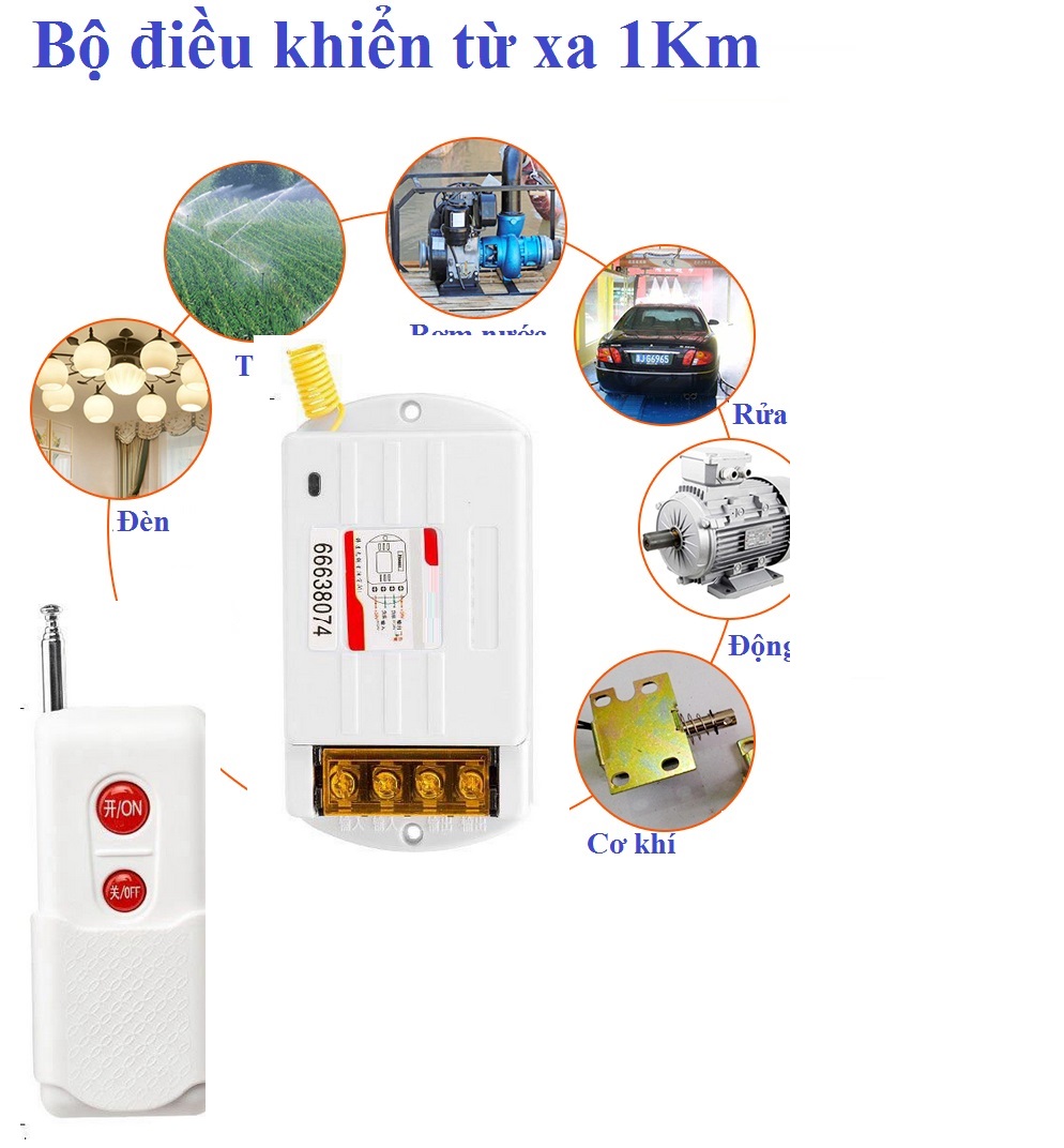 Bộ Công Tắc Điều Khiển Từ Xa Công Suất Lớn bật tắt máy bơm động cơ công suất lớn, ổ cắm điều khiển từ xa ,công tắc không dây, công tắc điện thông minh
