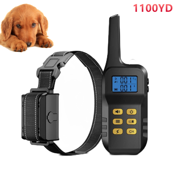 New Dog Training Collar 1100 Yards Anti-Barking Device Waterproof 4 Training Modes Rechargeable Remote Control Pet Tool