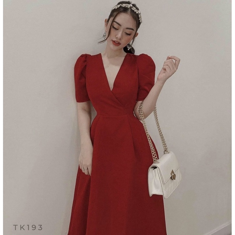 ĐẦM DỰ TIỆC CỔ V, FORM DÀI SANG TRỌNG (có ảnh thật) MS117