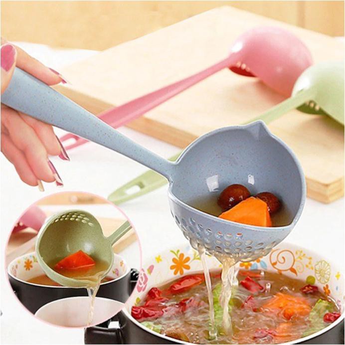 Muôi Muỗng Thìa Múc Canh Lúa Mạch Có Lỗ 2 trong 1