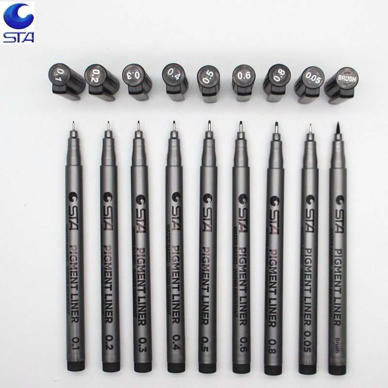 Bút lẻ vẽ nét mỹ thuật sta có 9 size ngòi - a26