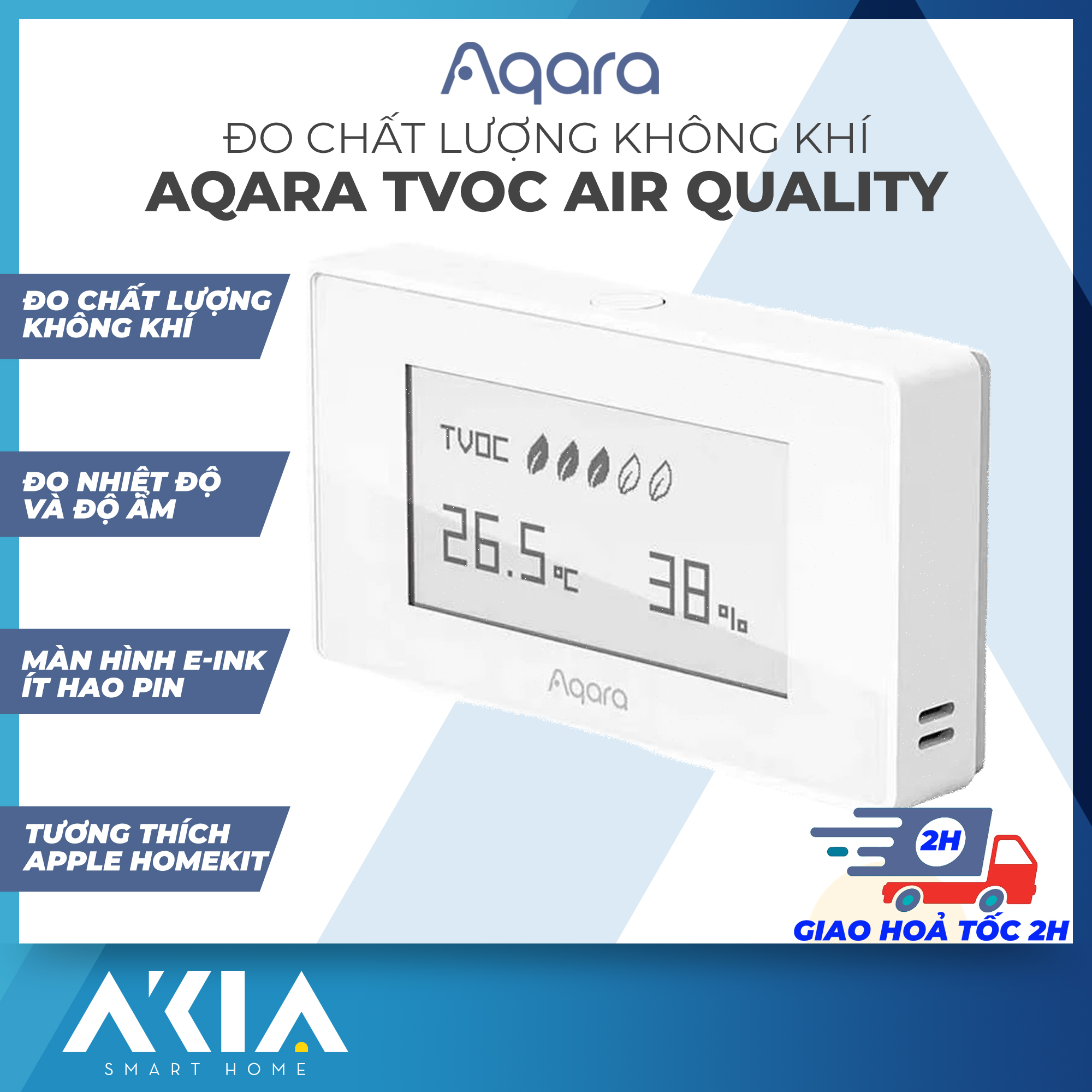 Aqara TVOC air quality monitor, measure temperature humidity, e-ink screen, compatible HomeKit