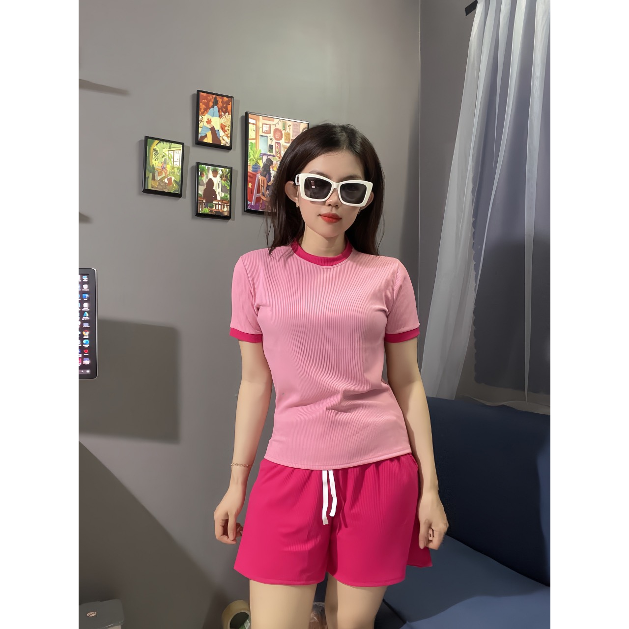 Set Bộ Nữ Mặc Nhà Thun Gân Co Giản 4 Chiều-TQ6