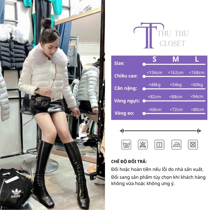 Áo phao dáng ngắn cổ lông 3 màu siêu đẹp