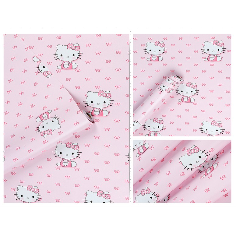 Decal giấy dán tường kitty áo hồng