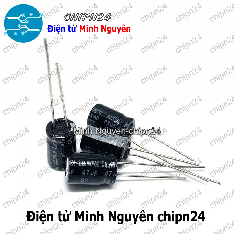 [10 con] (F251) Tụ hóa 47uF 63V Đen (8x12mm) - HH005754