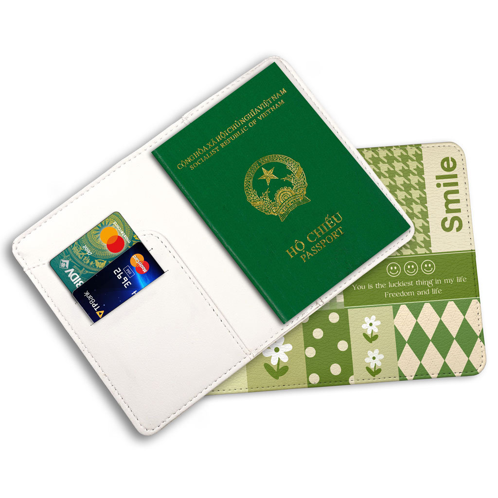 Passport leather holder - Travel passport holder - Pattern Green Day - PPT211 StormBreaker