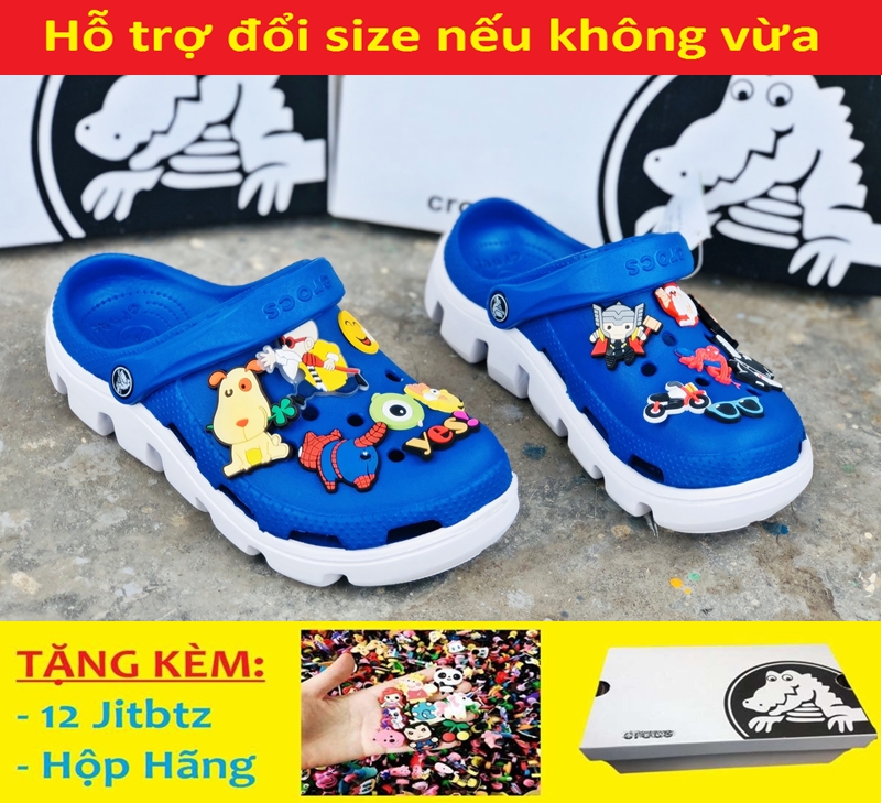 Cross sandals men and women blue sole white flip flops, personality lightweight rain-proof comfortable anti-skid wear-resistant breathable sandals with 12 jitbitz