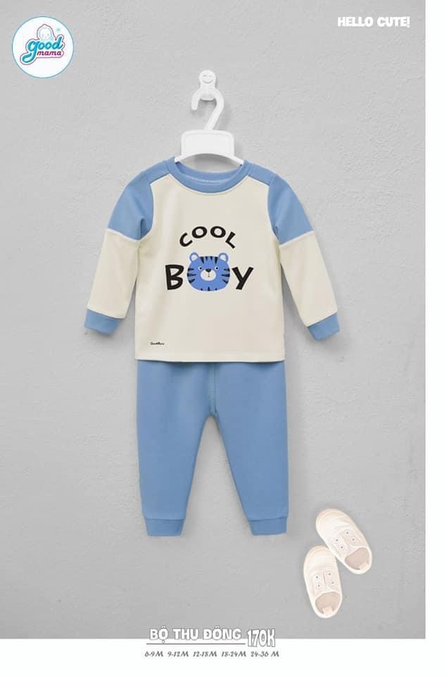 Bộ nỉ dày cherry họa tiết trẻ em Good Mama