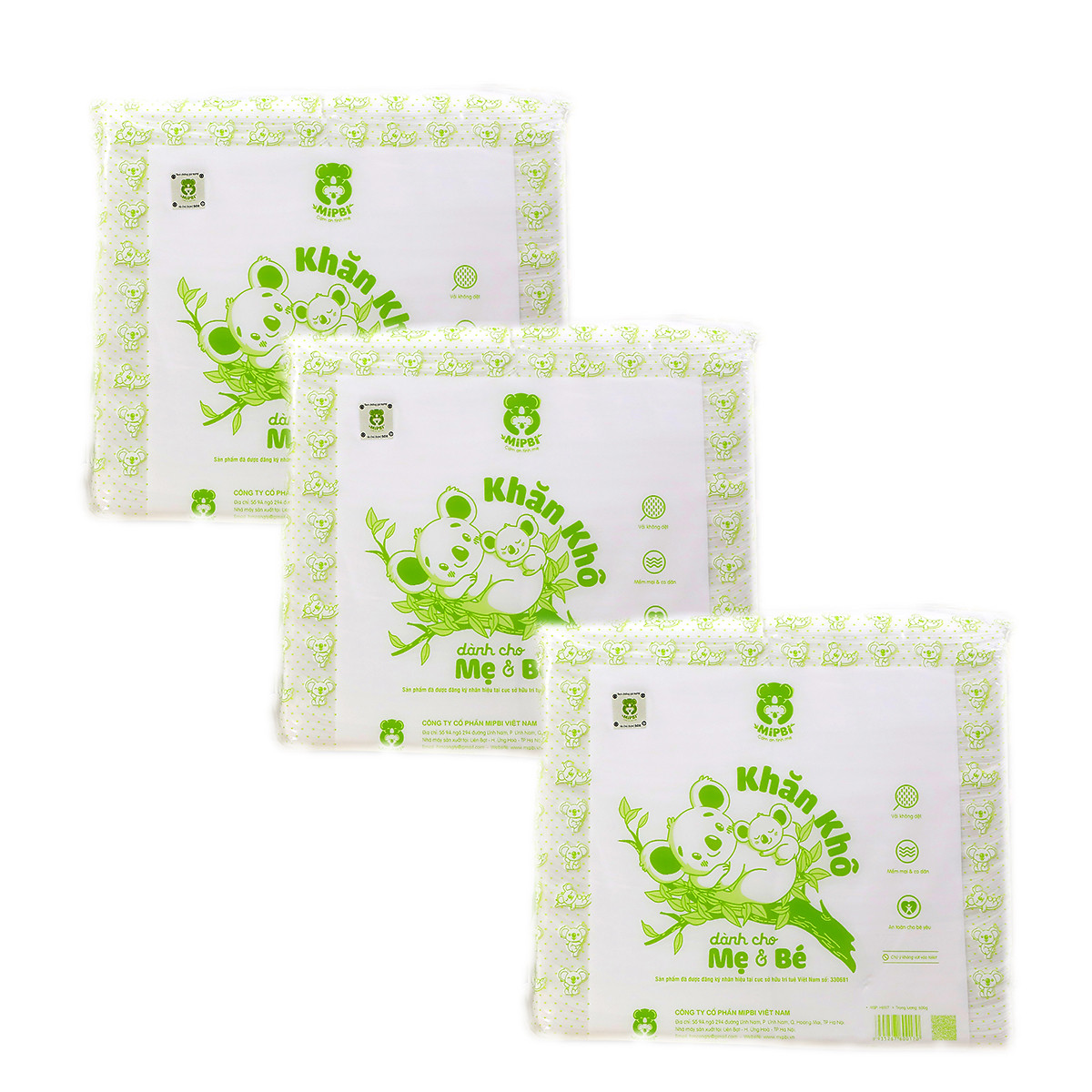 KHĂN KHÔ ĐA NĂNG MIPBI BỊCH 600g (Mẫu Mới- Có Tem Chống Hàng Giả)