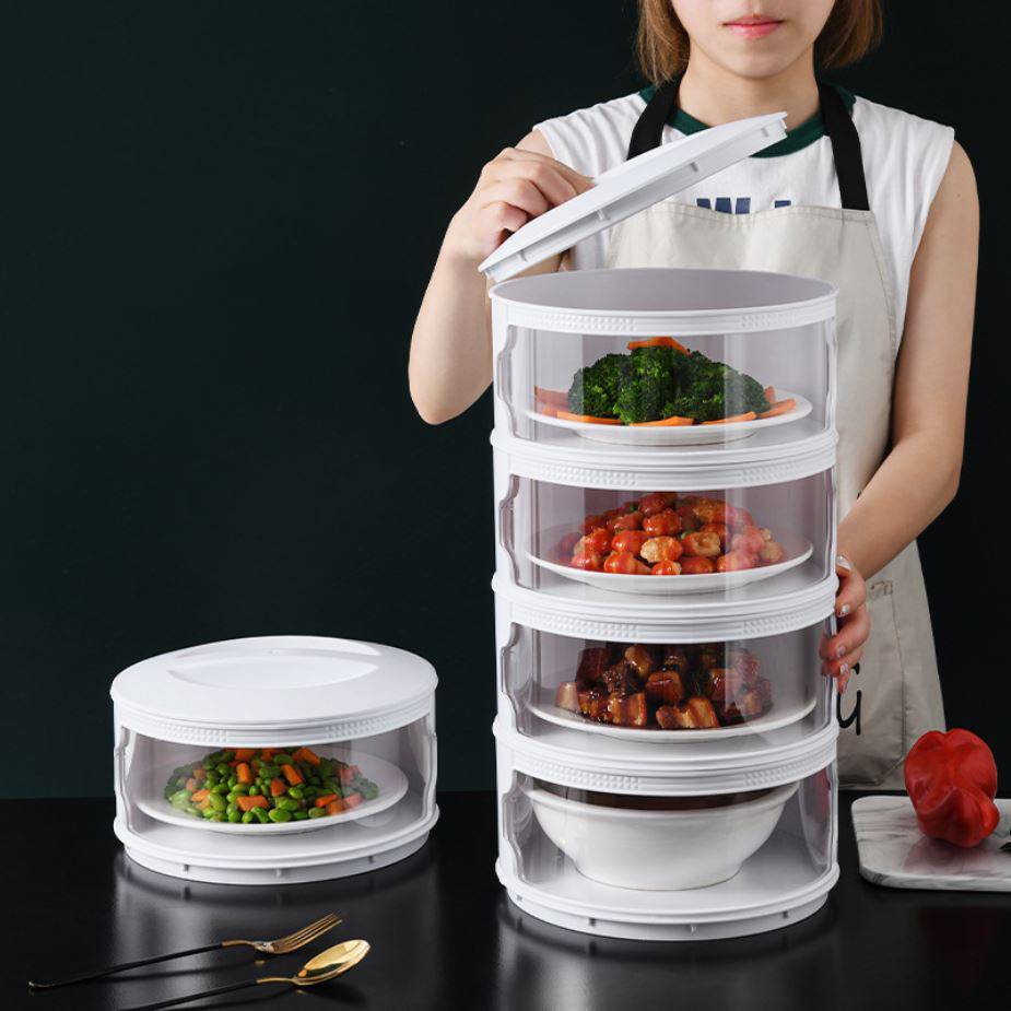 Lồng Bàn Đa Tầng, Khay Hộp Đậy Thức Ăn 5 Tầng - Giữ Nhiệt, Chống Bụi Và Côn Trùng Tiện Dụng