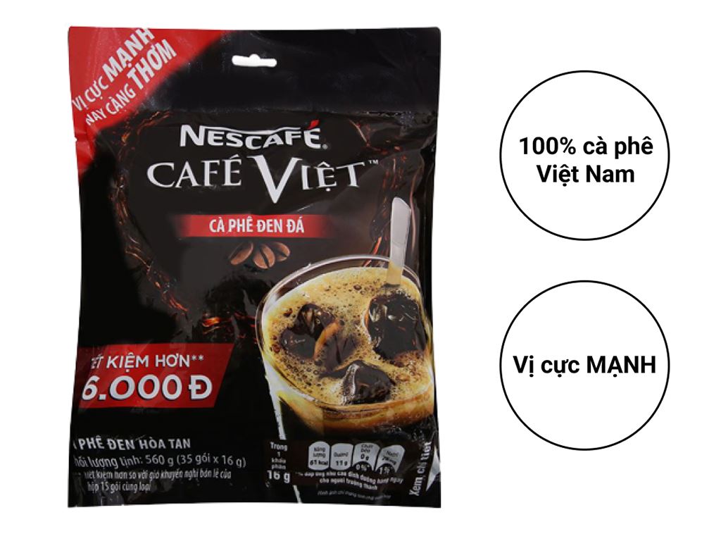 Cà phê đen đá NesCafé Café Việt 560g (35 gói)