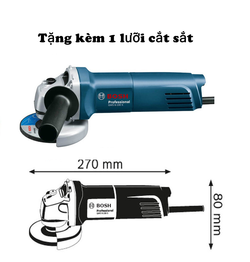 Máy mài, máy cắt cầm tay GWS6 -100 (Tặng kèm 1 lưỡi cắt sắt)