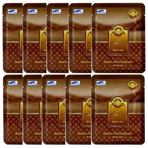 [HCM]Bộ 10 Gói Mặt Nạ Chiết Xuất Nhau Thai Cừu 3W Clinic Fresh Placenta Mask Sheet 23ml X 10