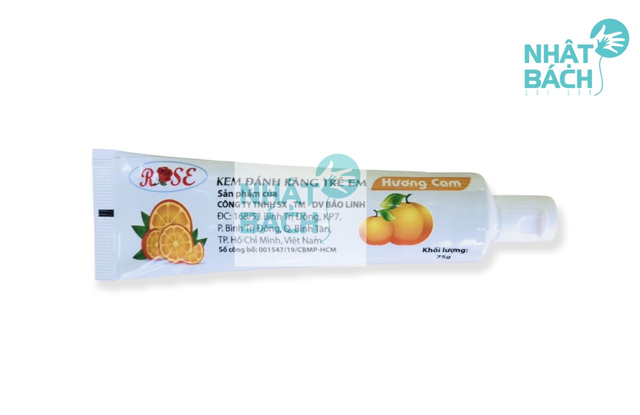 KEM ĐÁNH RĂNG EM BÉ ROSE 75GR (Hương Dâu - Cam)