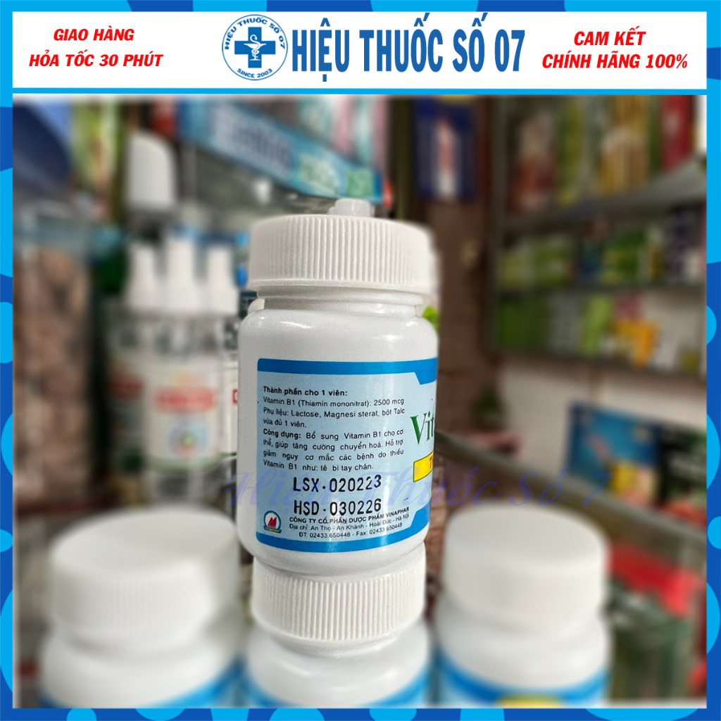 Vitamin B1 Vinaphar màu xanh Lọ 100 viên