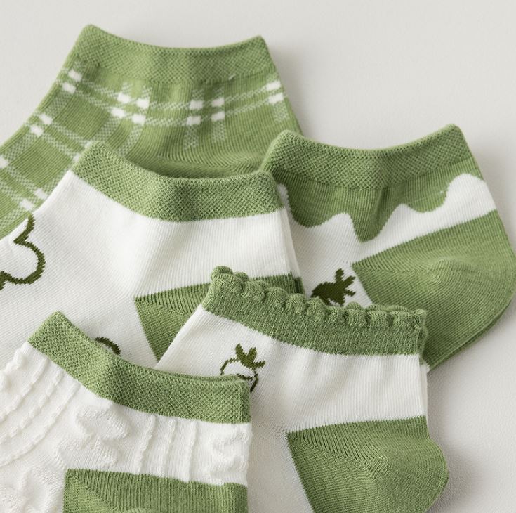 Set 10 Đôi Tất Vớ Nữ Ngắn Cổ Bèo Green