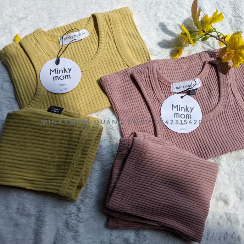 Bộ Ba Lỗ Thun Gân Minky Mom Quảng Châu