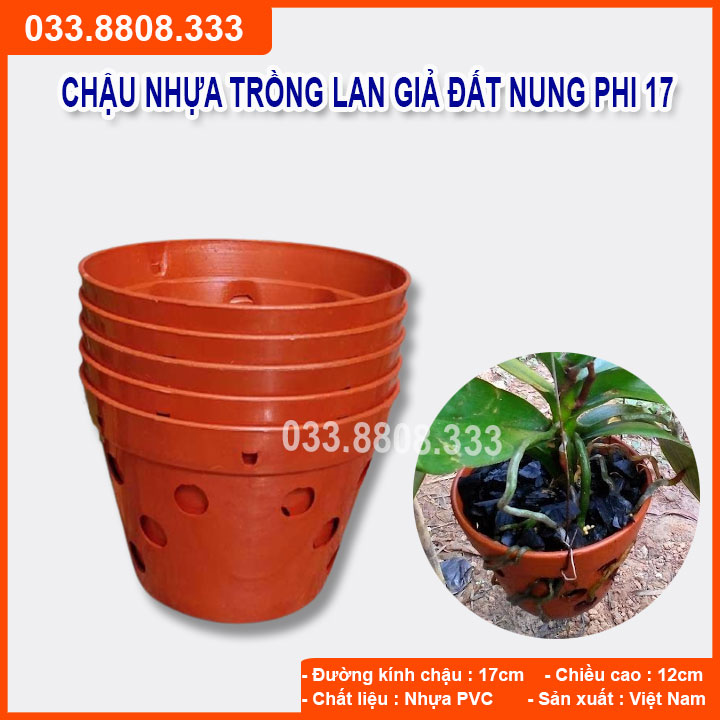 [Ảnh thật] 10 Chậu Nhựa giả đất nung trồng Lan ( đường kính 17cm )