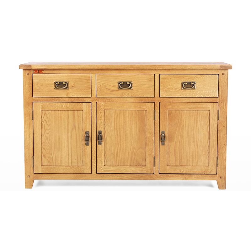 Tủ chén thấp 3 cánh 3 ngăn Rustic gỗ sồi