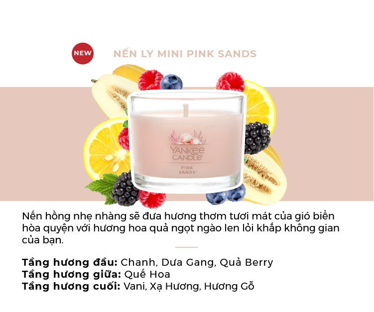 Nến ly mini Yankee Candle (37g) - Pink Sands