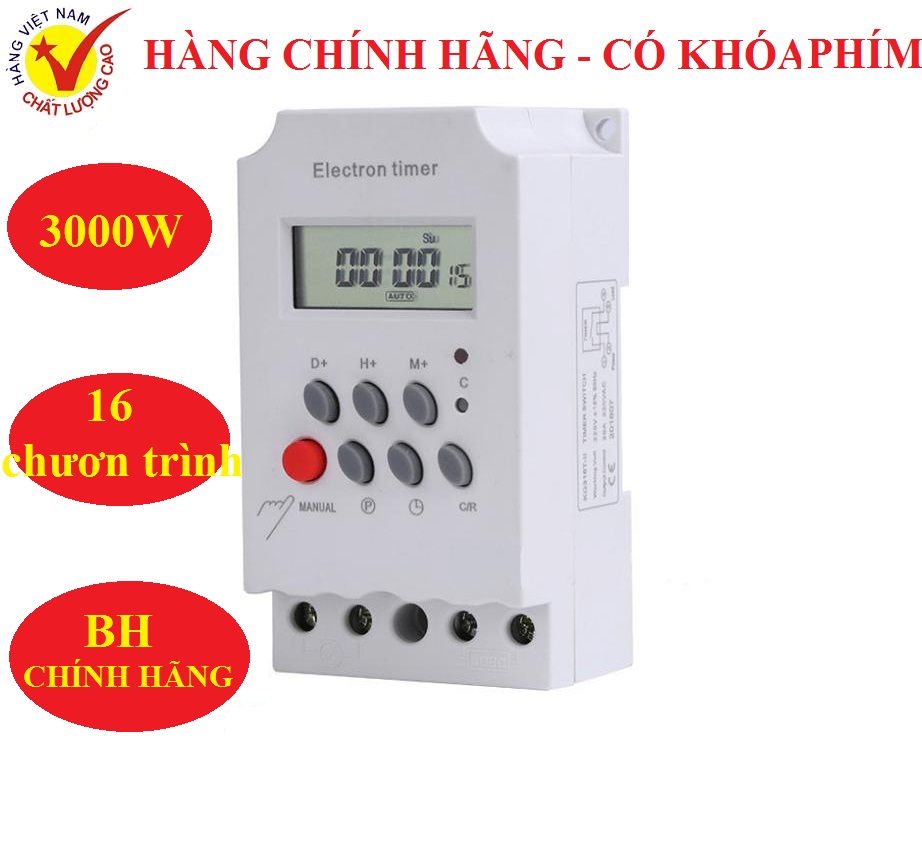 Công tắc hẹn giờ KG316T 17 chương trình công suất 25A 220V bật tắt tự động