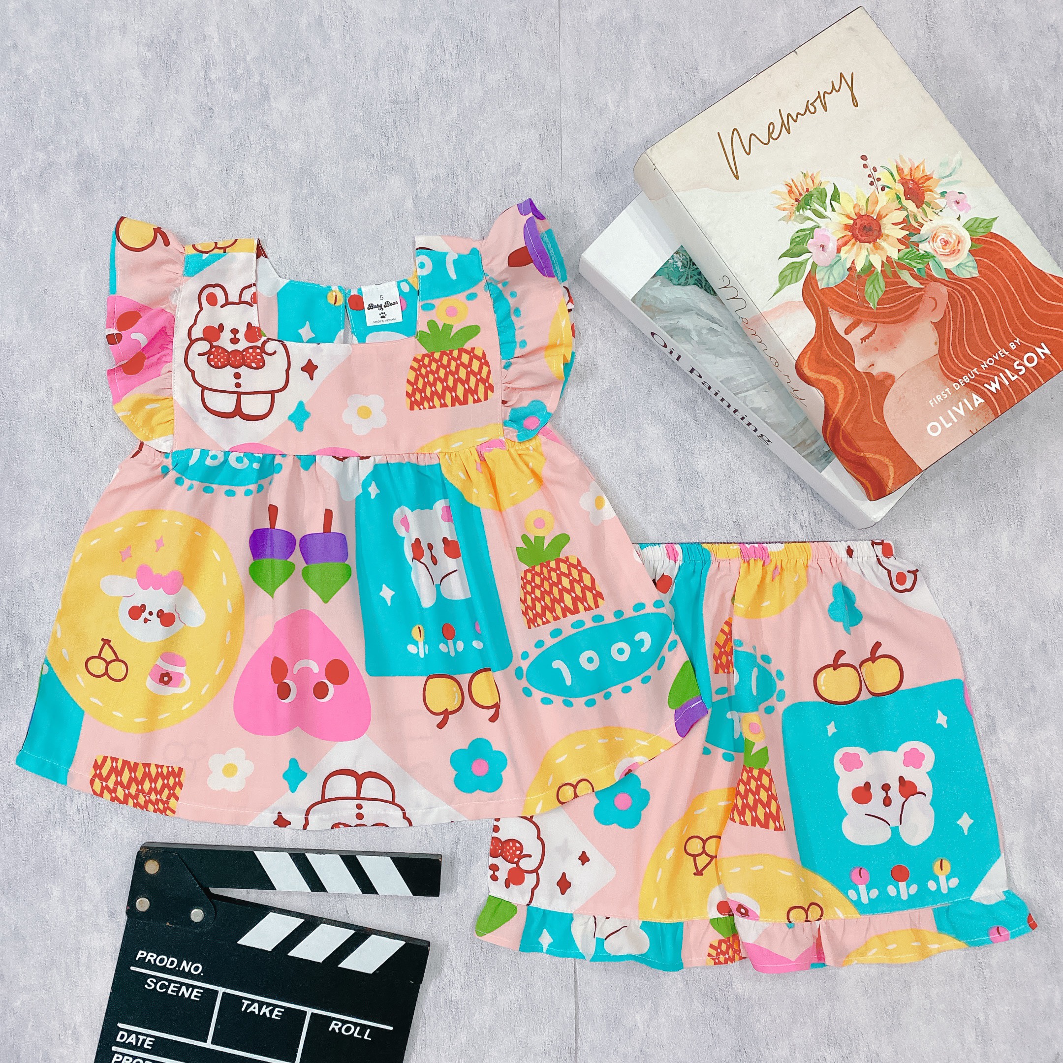 Bộ tole/lanh đùi bé gái, bộ tole mặc nhà bé gái shop thỏ baby kids