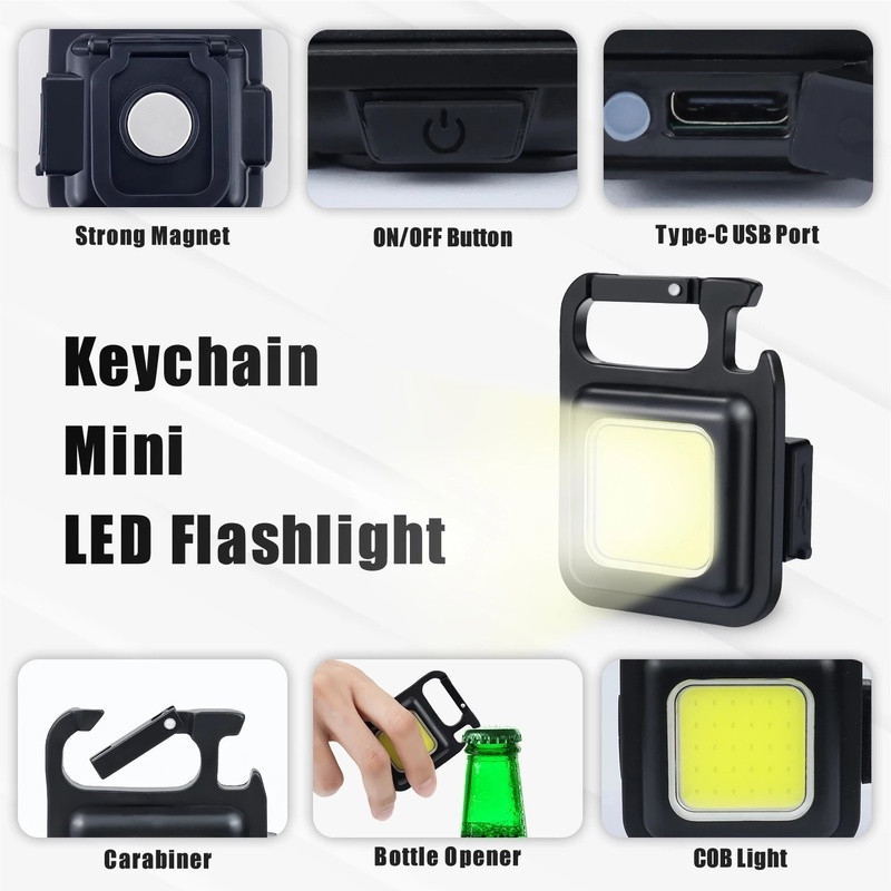 Móc Khóa Đa Năng Đèn LED Mini Siêu Sáng + Sạc USB