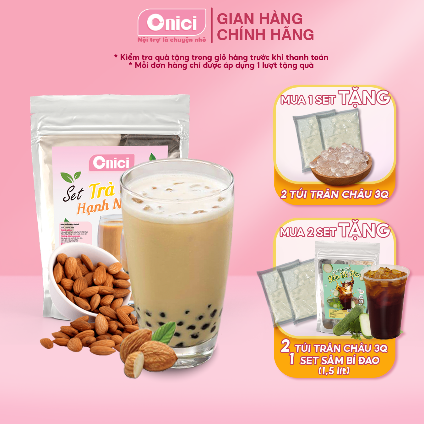 Trà sữa Bếp của mẹ Onici Set nguyên liệu Trà sữa Hạnh nhân tự pha
