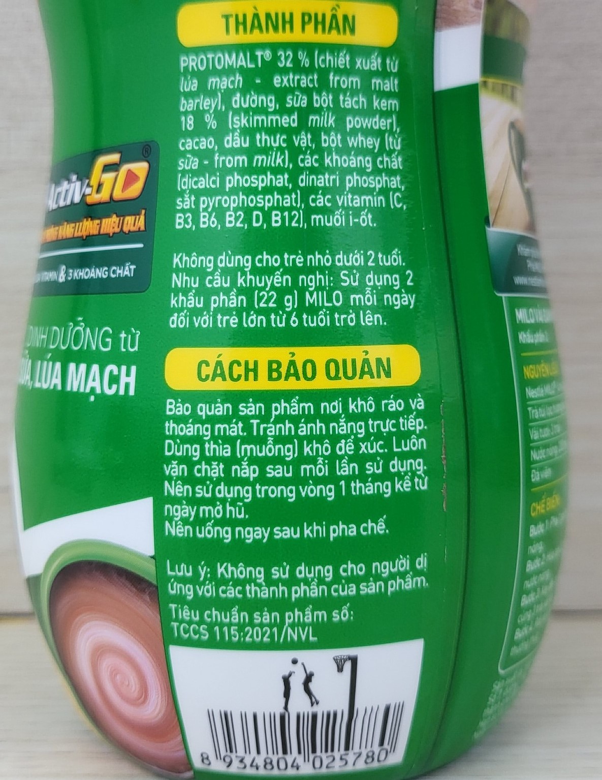 MILO (hủ 400g) THỨC UỐNG LÚA MẠCH Active Go Barley Powder